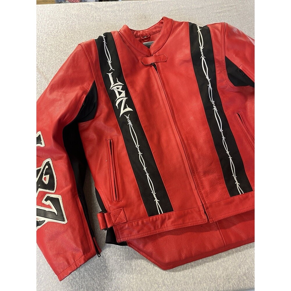 LBZ Motorcycle  Jacket Armored Red Leather Men’s XL Zip Out Lining Biker